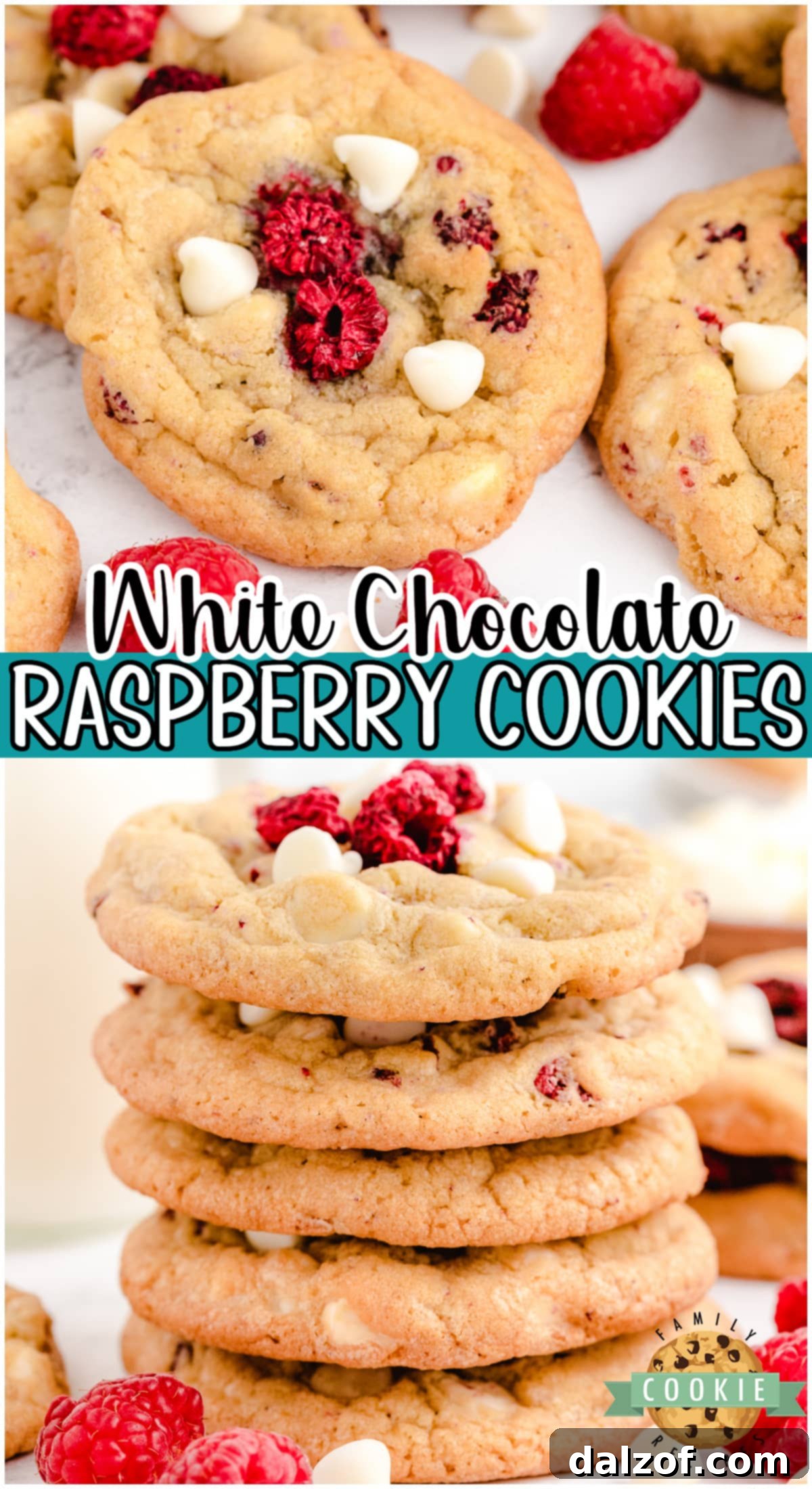 Raspberry White Chocolate Cookies are soft & buttery cookies packed with white chocolate chips and raspberries!