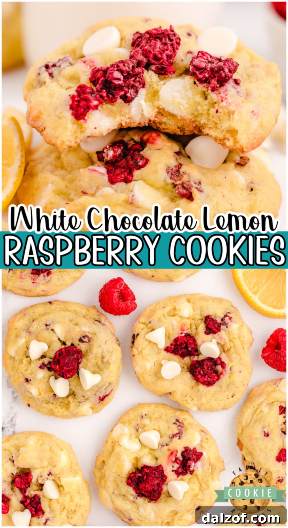 Lemon Raspberry Cookies are soft, chewy cookies made with lemon pudding mix & raspberries! Great flavor and texture to this lemon raspberry cookie with white chocolate chips.