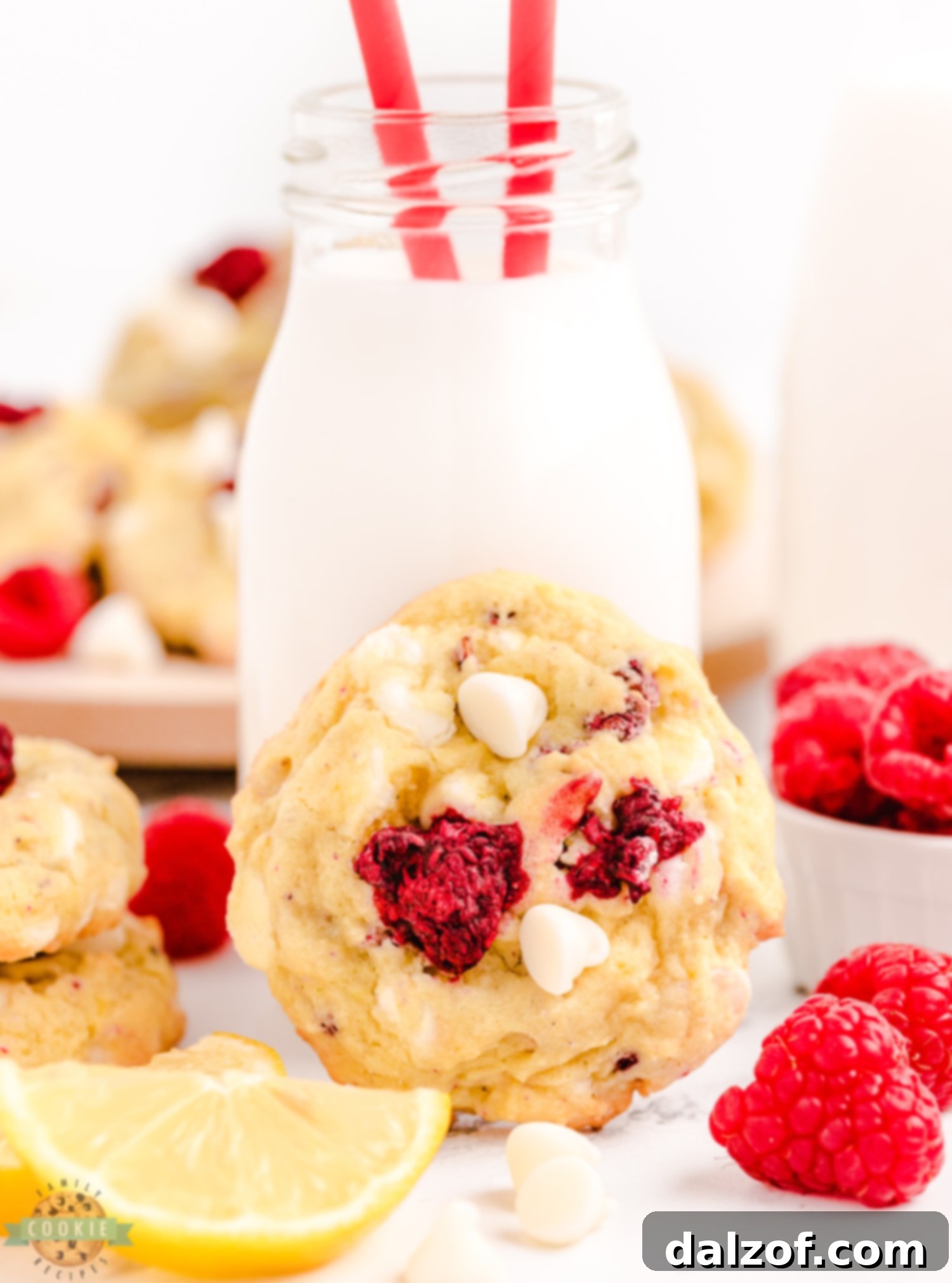 Lemon raspberry cookies made with a secret ingredient: pudding mix
