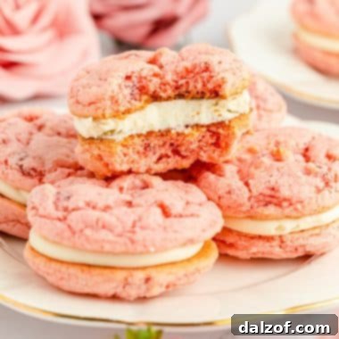 Strawberry Cake Mix Sandwich Cookies