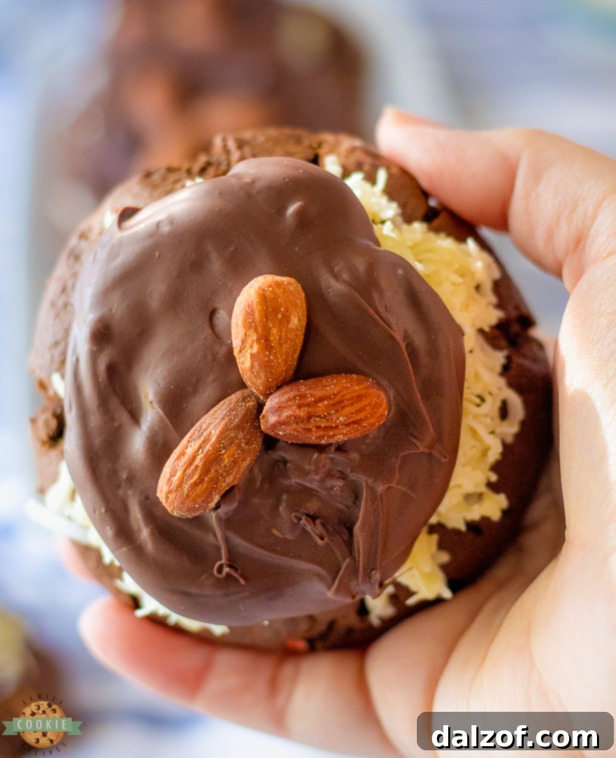 Homemade Bakery Style Almond Joy Cookies, ready to be enjoyed