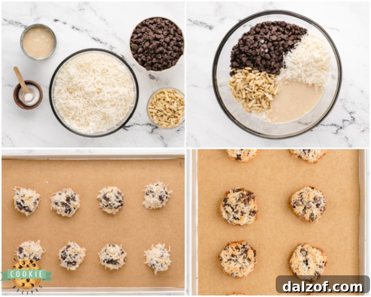 Ingredients for making dairy-free Almond Joy cookies laid out on a table
