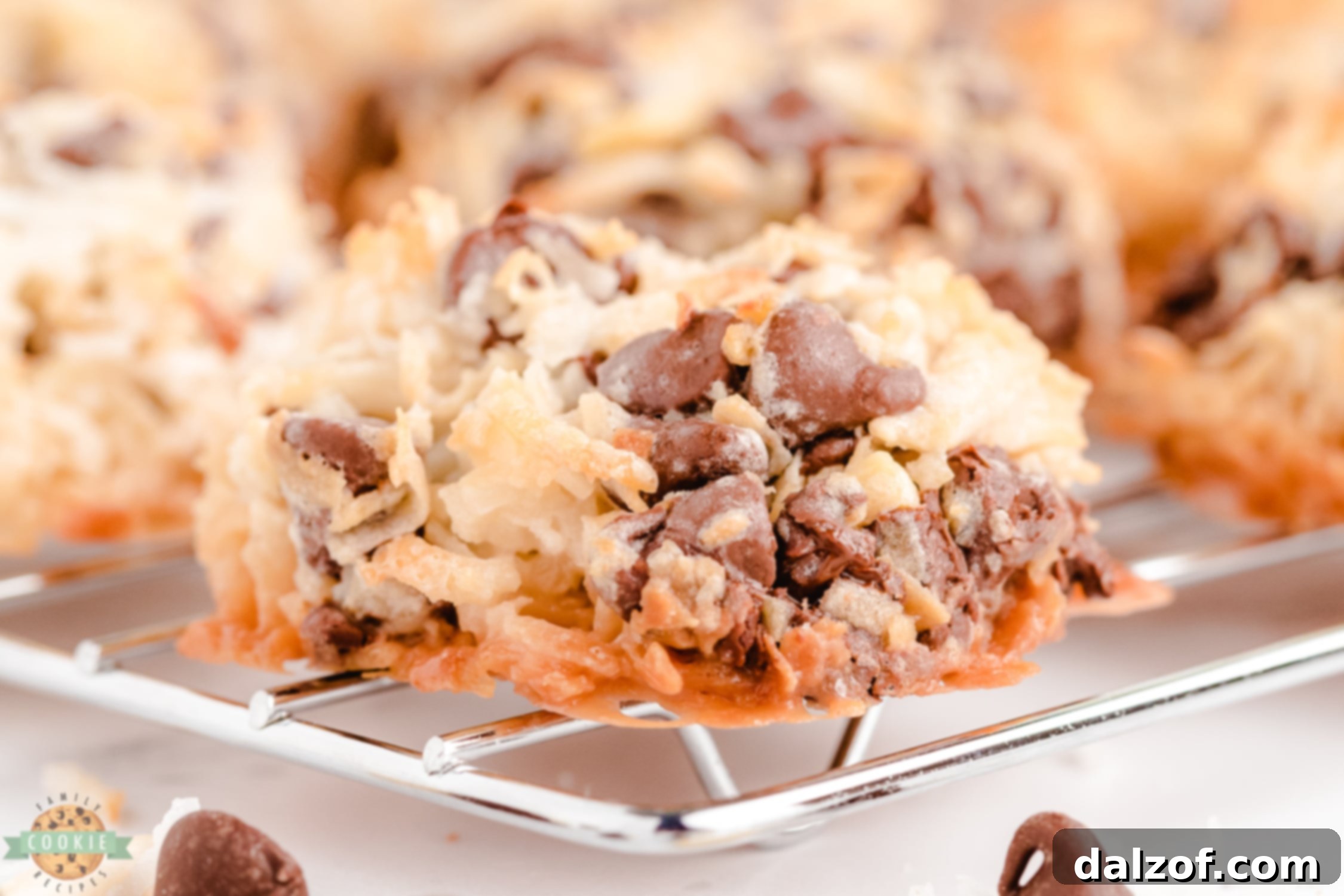 Close-up of coconut chocolate chip cookies with almonds