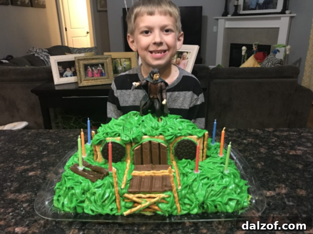 Homemade Hobbit hole birthday cake, a fun family baking project.