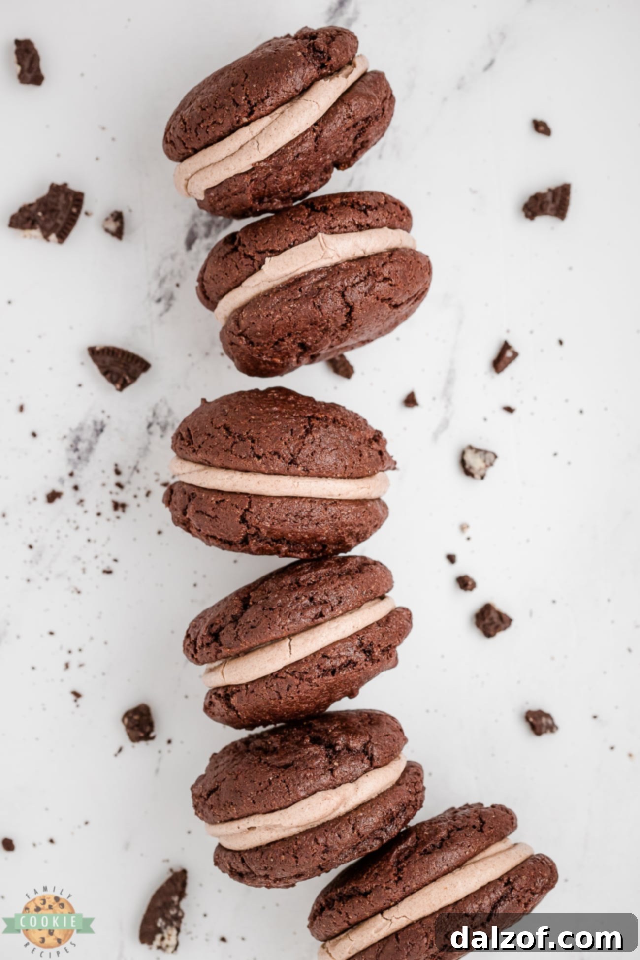 Cookies and Cream Cake Mix Oreos stacked