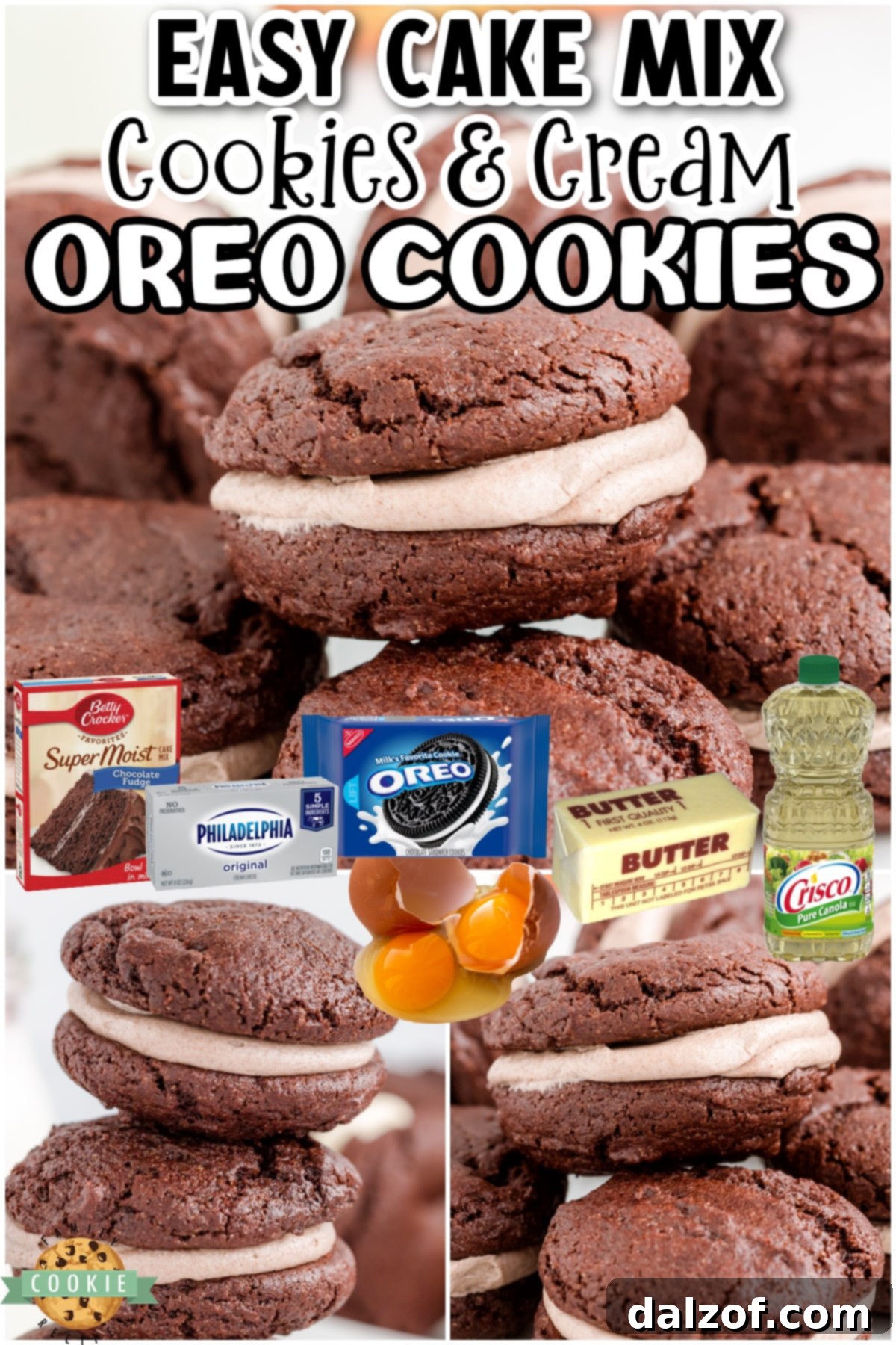 Homemade Cookies and Cream Oreo Cookies made easily with a chocolate cake mix! Soft cookies & cream filled chocolate sandwich cookies that everyone goes crazy over!