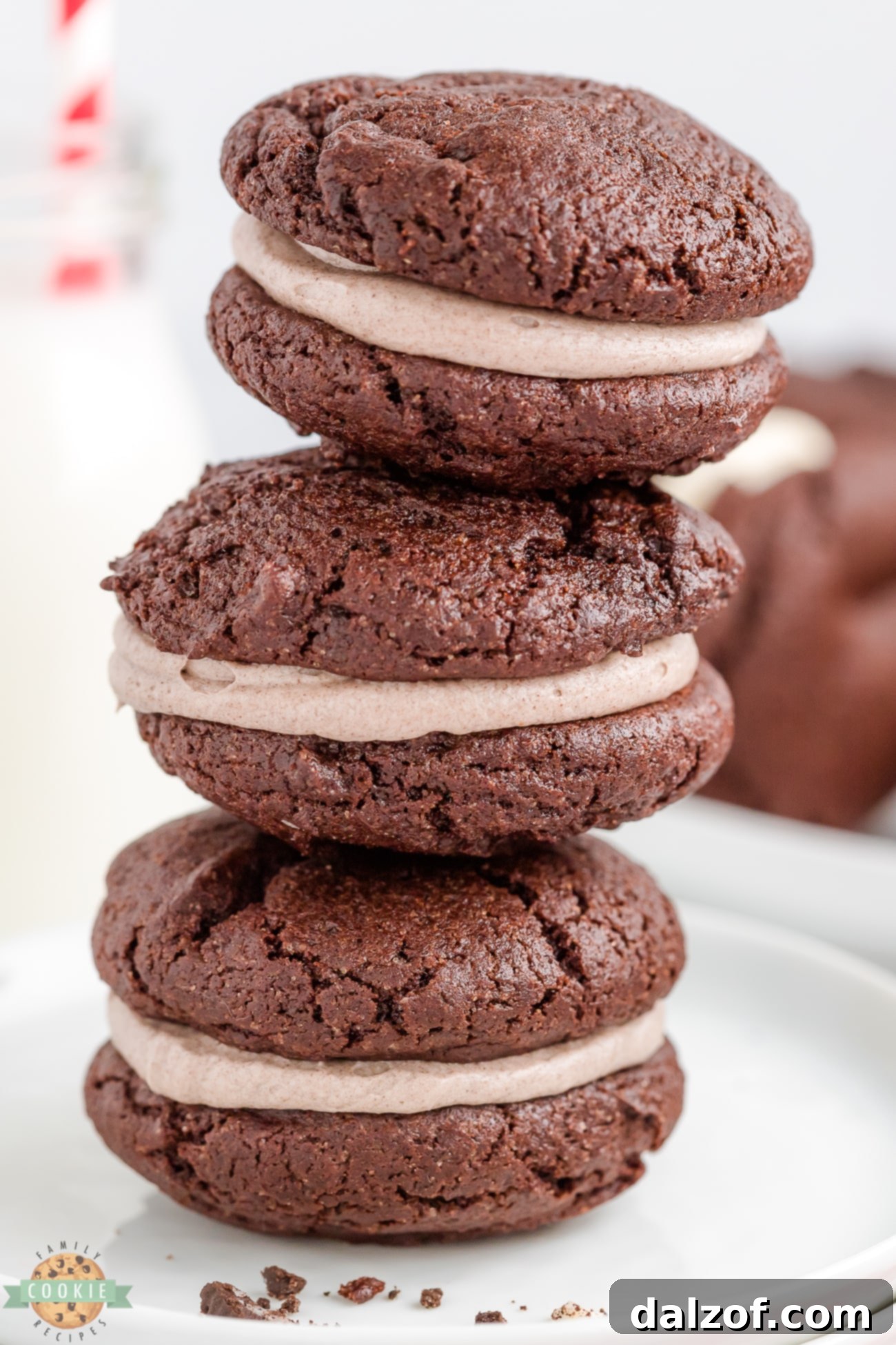 Stack of homemade cake mix Oreos