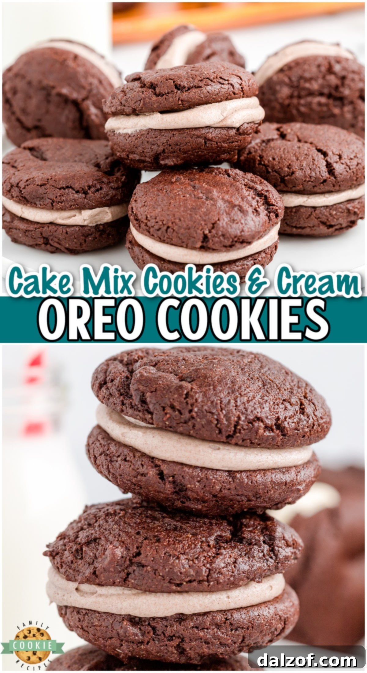 Homemade Cookies and Cream Oreo Cookies made easily with a chocolate cake mix! Soft cookies & cream filled chocolate sandwich cookies that everyone goes crazy over!