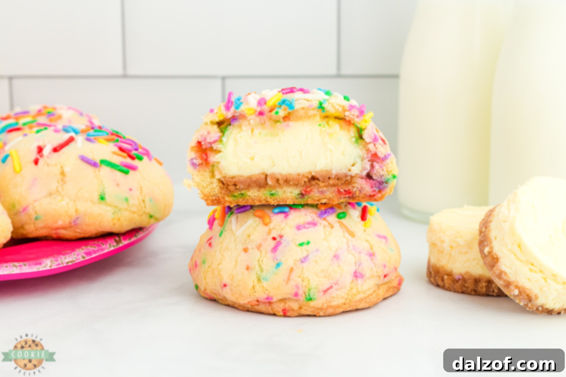 cheesecake stuffed funfetti sprinkle cookies
