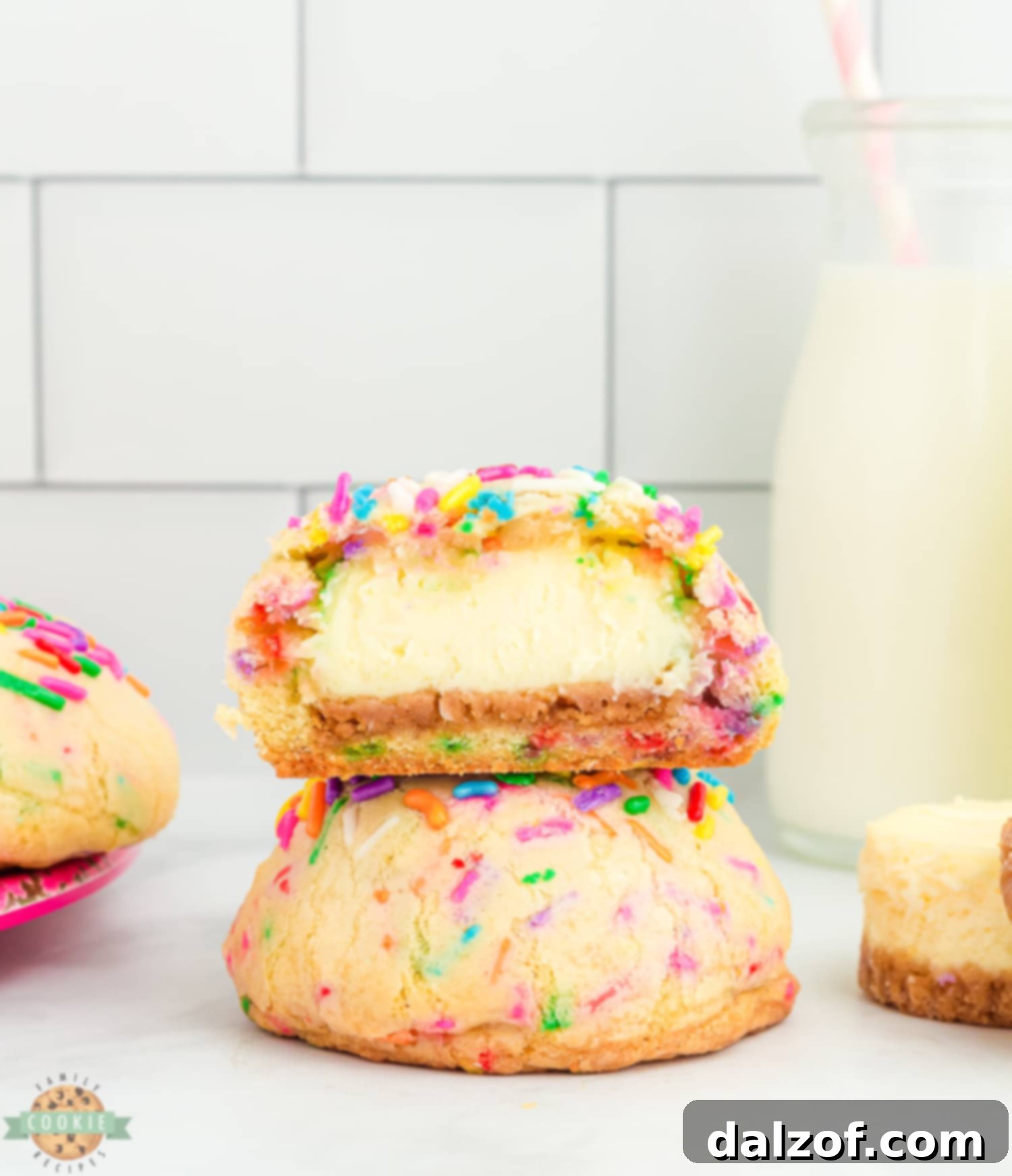baked funfetti birthday cookies with cheesecake