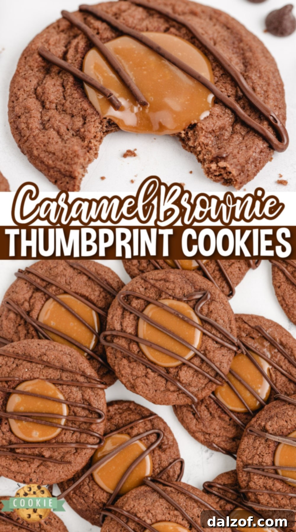 A festive platter of Caramel Brownie Thumbprint Cookies, perfect for holidays or celebrations