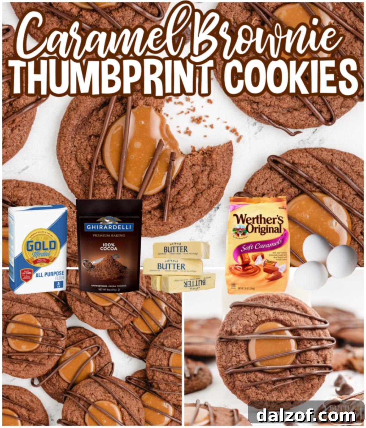 Caramel Brownie Thumbprint Cookies - a perfect treat for any dessert table