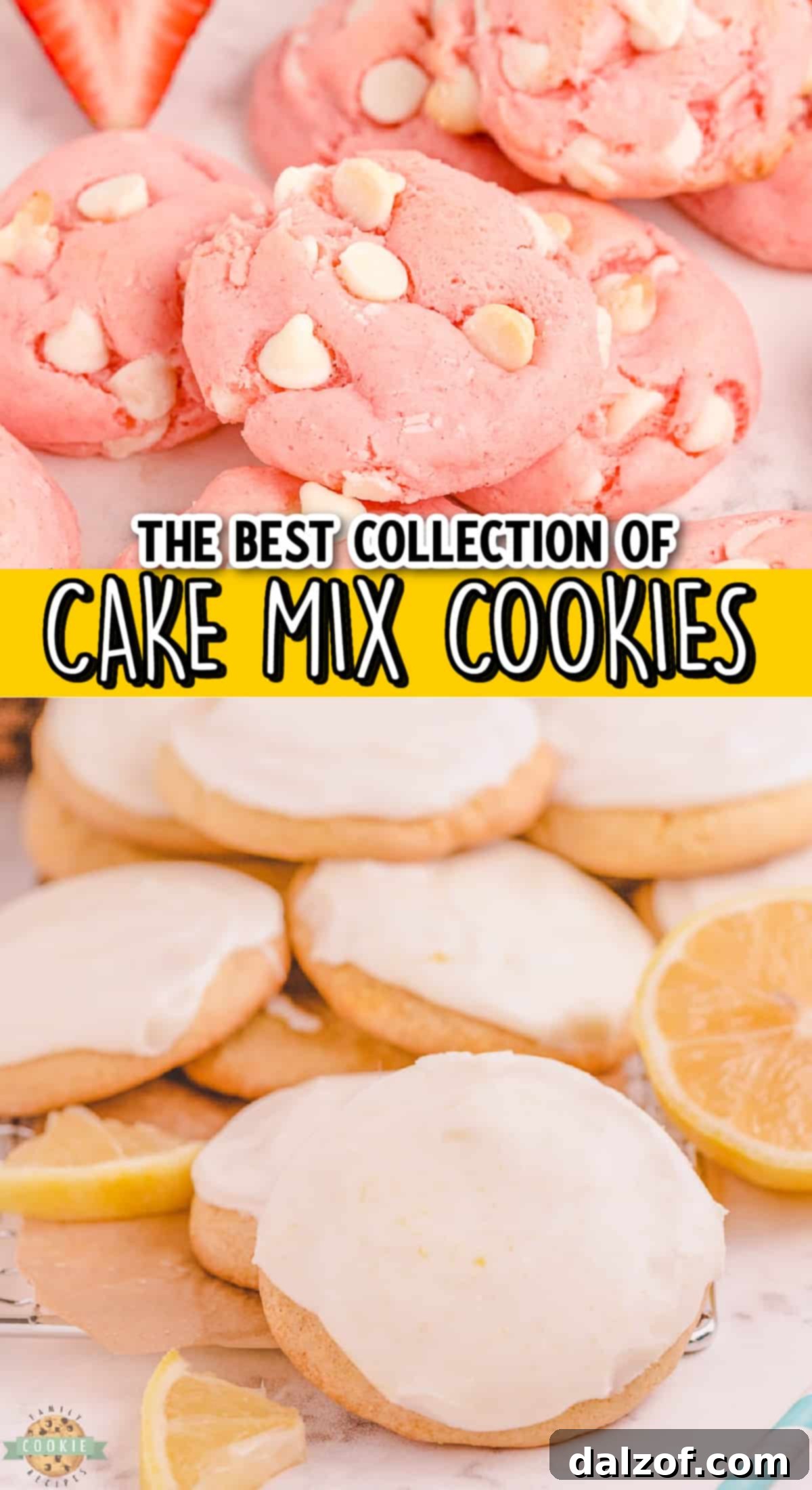 An enticing collection of the Best Cake Mix Cookies, showcasing various flavors and colors.