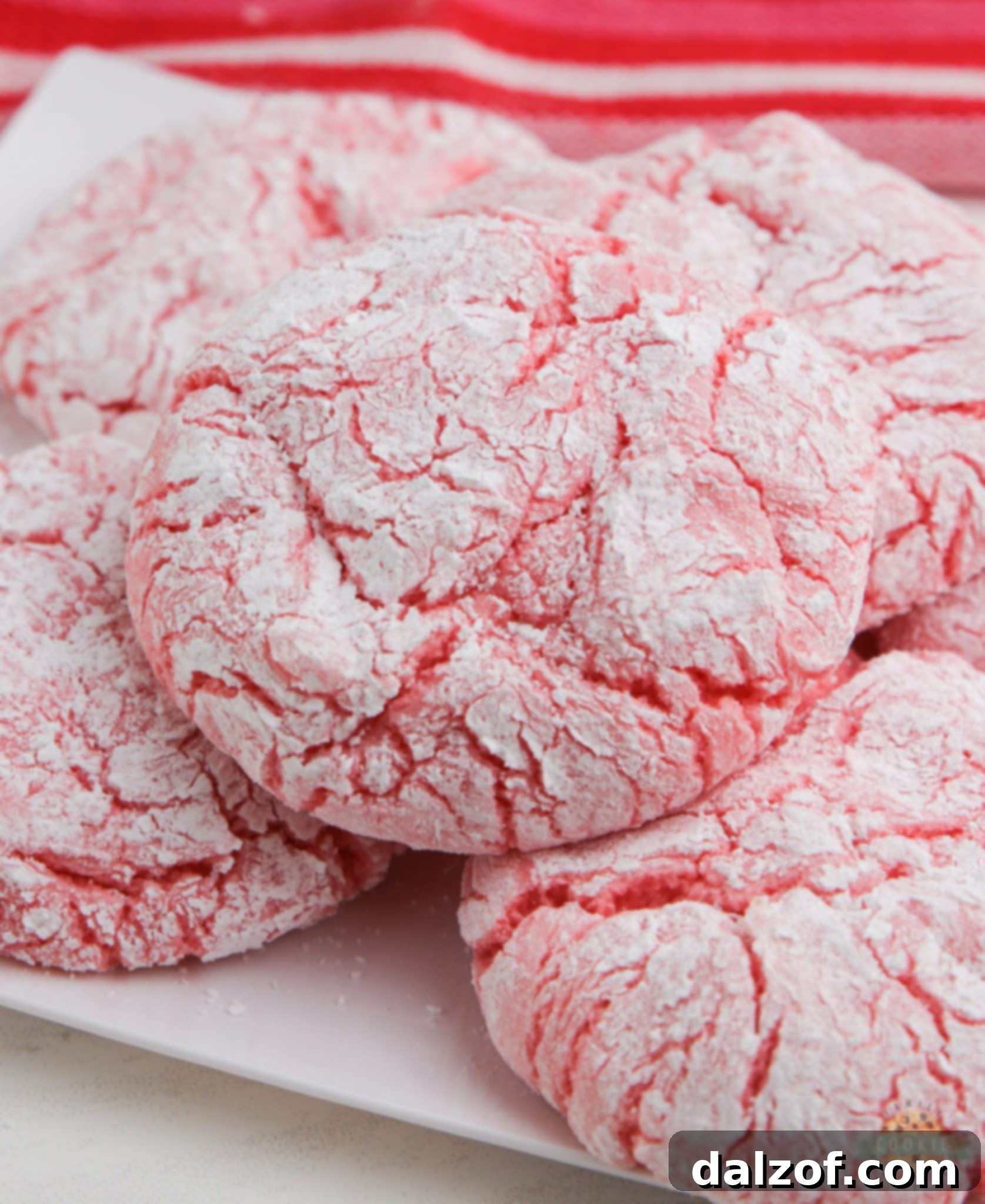 Light and airy Strawberry Cool Whip Cake Mix Cookies, a lower-calorie alternative.
