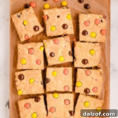 reese's cookie bars cut into squares