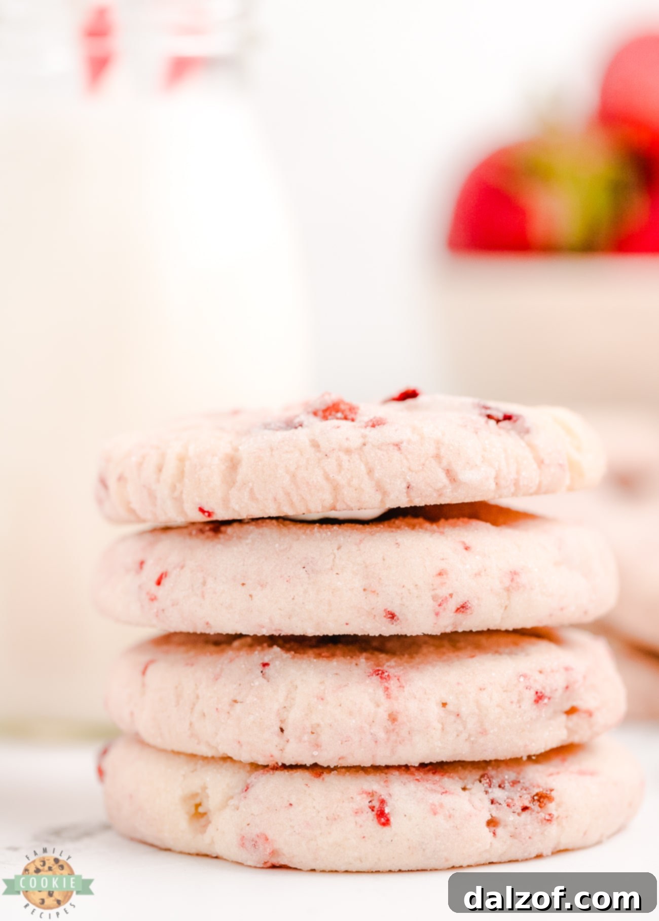 stack of strawberry cream cheese sugar cookies