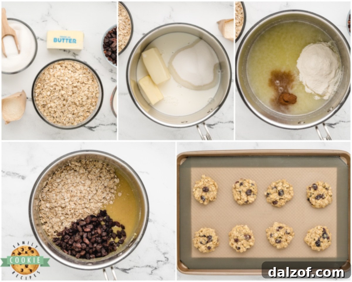 how to make no bake oatmeal raisin cookies