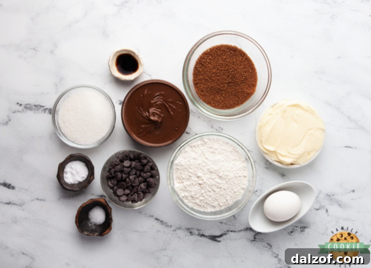 Ingredients in Nutella Stuffed Chocolate Chip Cookies