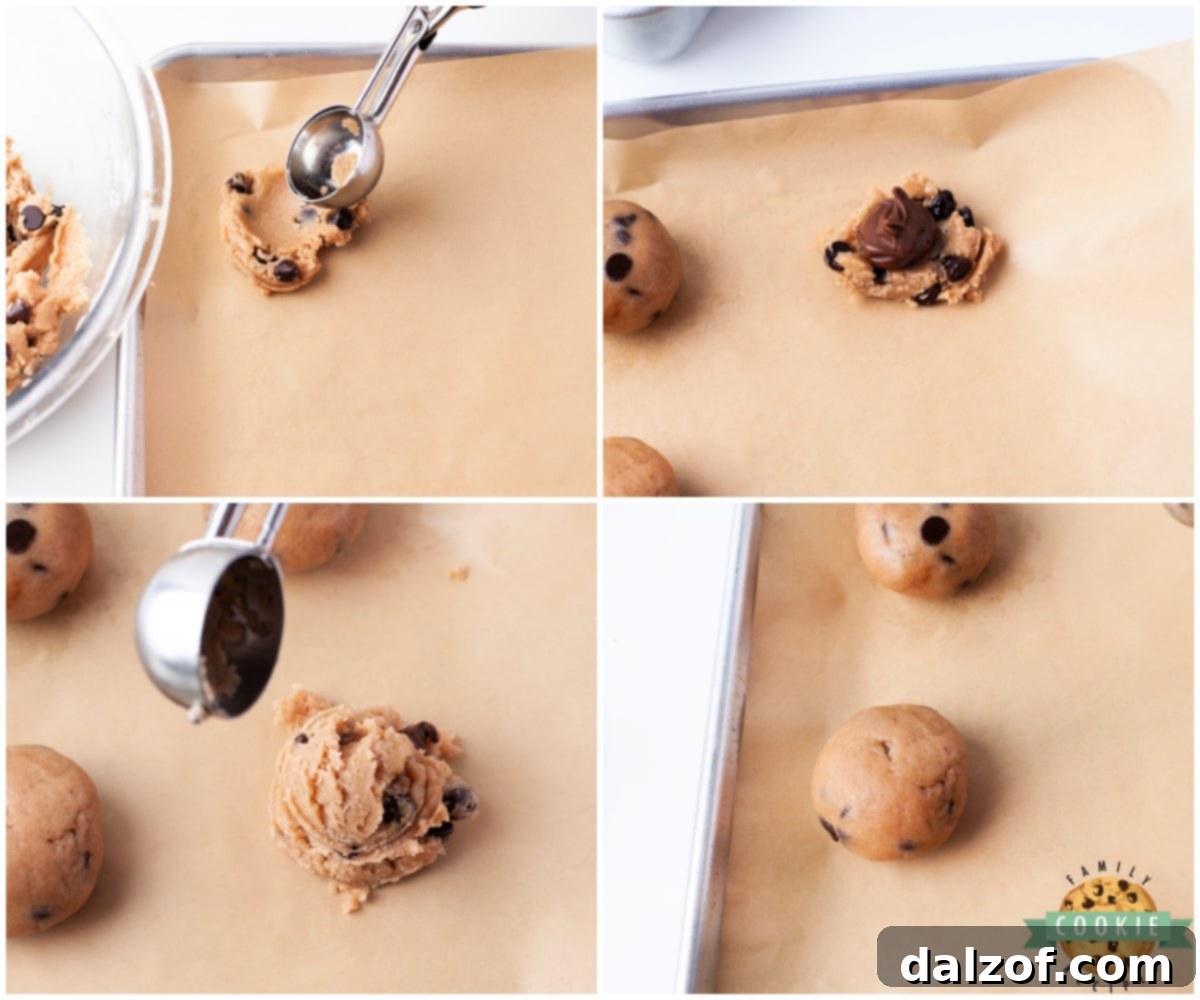 How to assemble Nutella Stuffed Chocolate Chip Cookies
