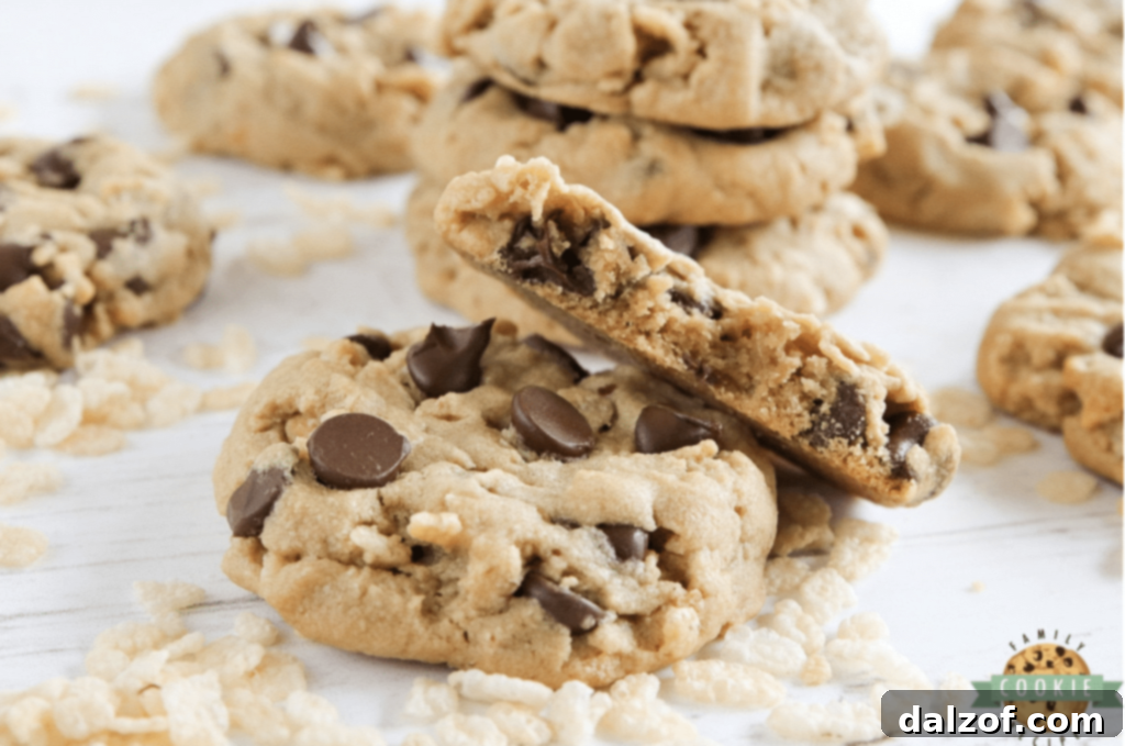 Irresistible Peanut Butter Cookies 14 Soft, thick, and chewy Rice Krispie Chocolate Chip Peanut Butter Cookies with a crispy crunch, chocolate chips, and Rice Krispies.