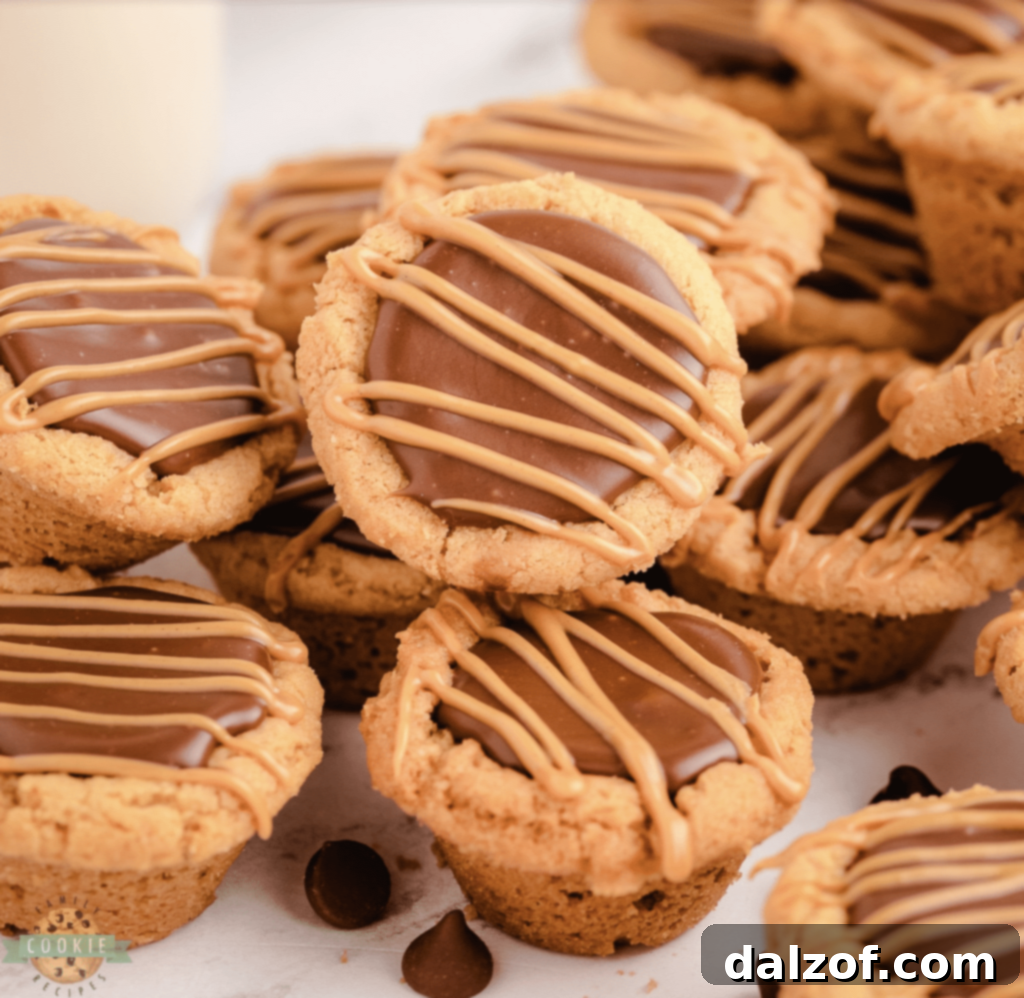 Irresistible Peanut Butter Cookies 8 Delicious Fudge Peanut Butter Cookie Cups: peanut butter cookies baked in a mini muffin pan and filled with rich chocolate fudge.