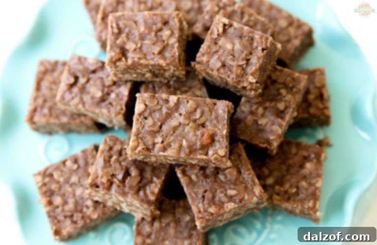 A close-up of delicious No Bake Peanut Butter Bars