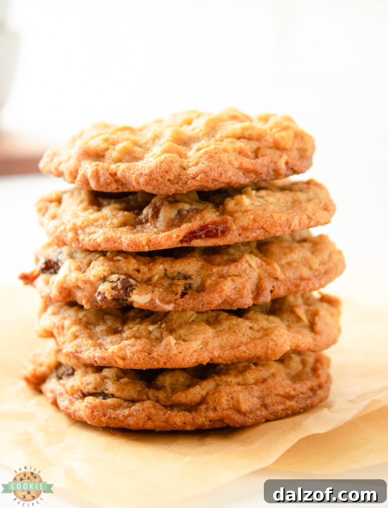 stack of oatmeal raisin cookies