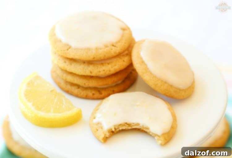Iced lemon cookies with bright yellow glaze