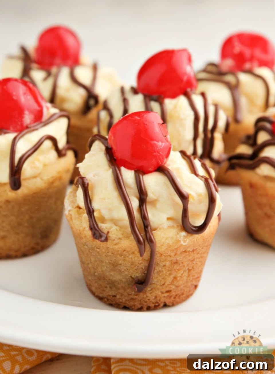 Banana Split Cookie Cups