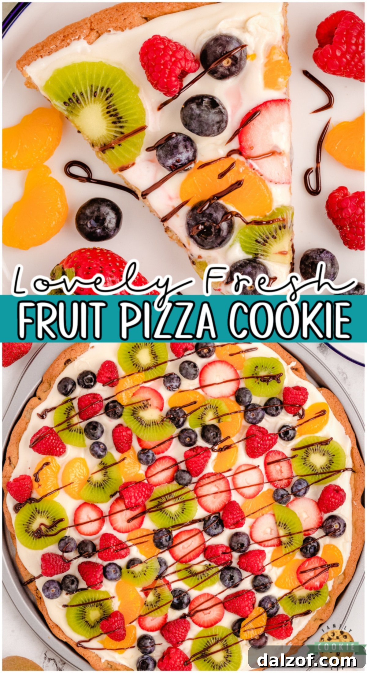 Chocolate Chip Cookie Pizza is a fabulous fruit-topped dessert pizza that's so simple to make! Chocolate Chip cookie crust topped with cream cheese frosting & fresh berries that everyone loves!