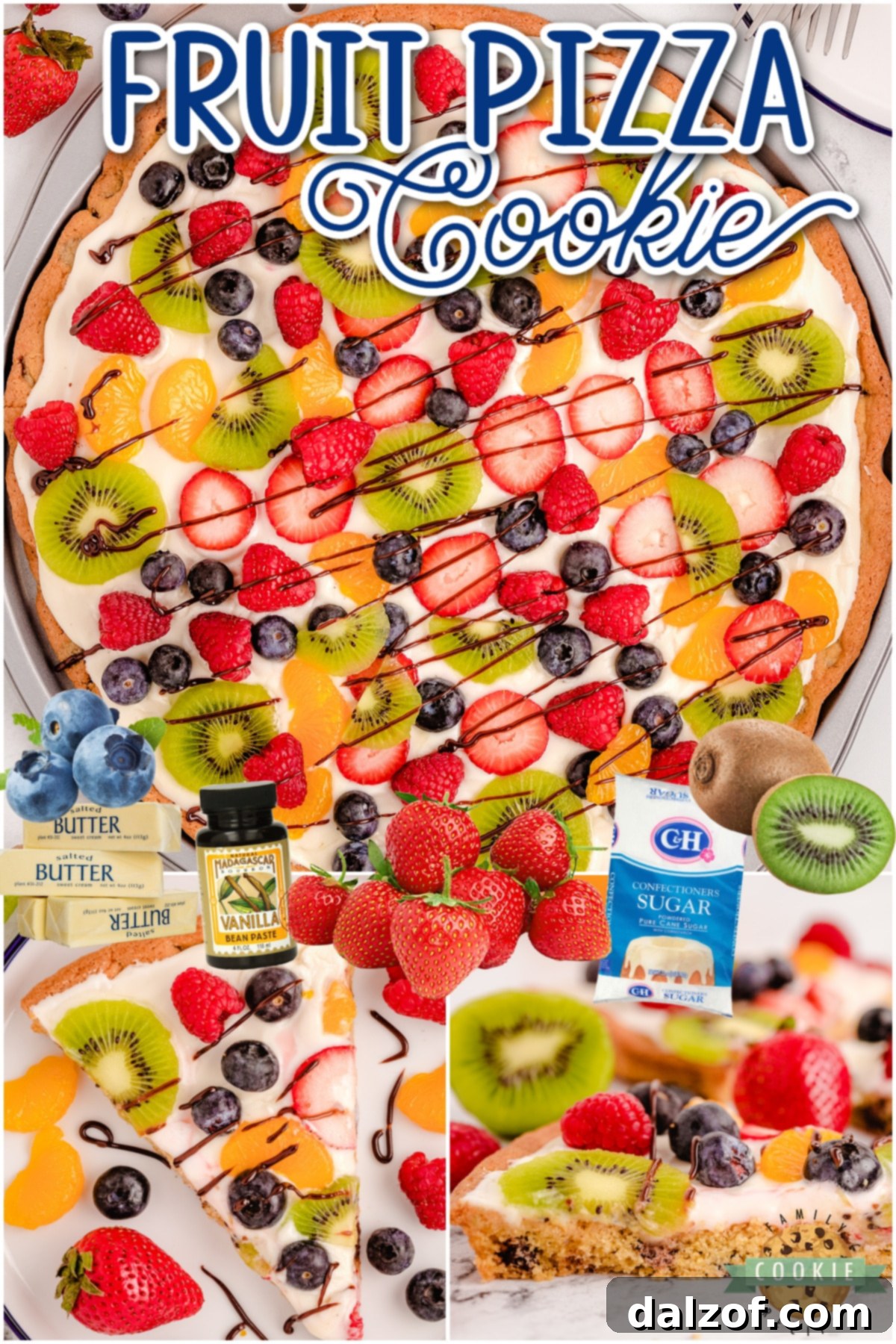 Chocolate Chip Cookie Pizza is a fabulous fruit-topped dessert pizza that's so simple to make! Chocolate Chip cookie crust topped with cream cheese frosting & fresh berries that everyone loves!