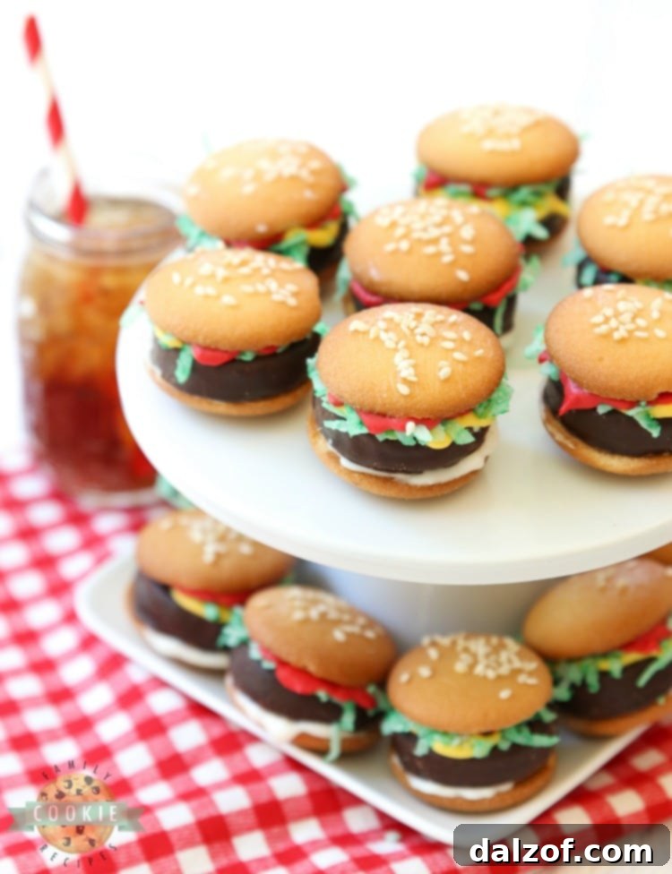 mini hamburger cookies no bake