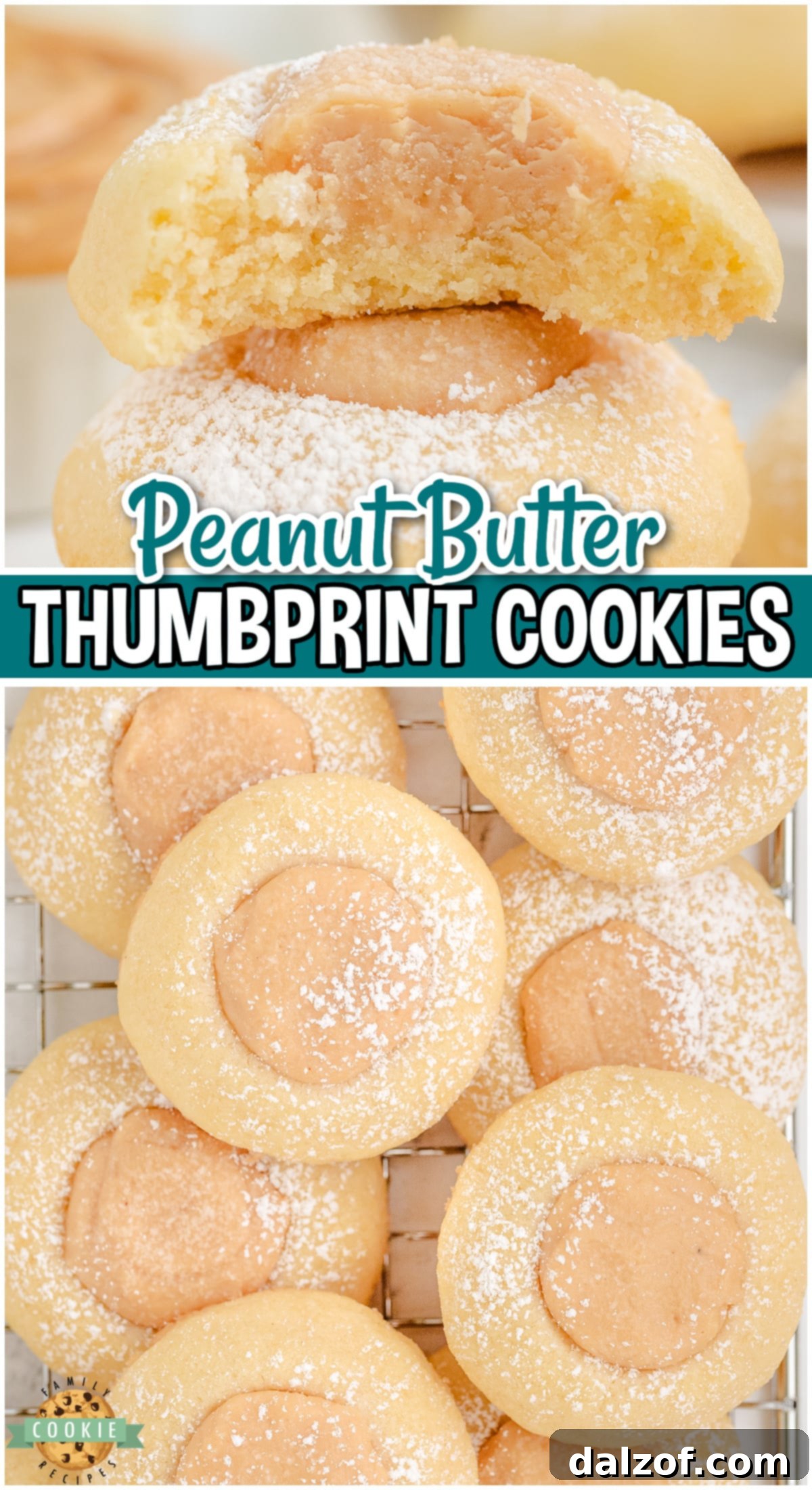 Peanut Butter Thumbprint Cookies are a twist on a classic cookie!  Soft, chewy thumbprint cookies with a delightful sweet, peanut butter fudge filling!  