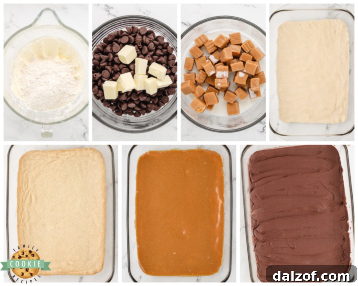 how to make Twix cookie bars