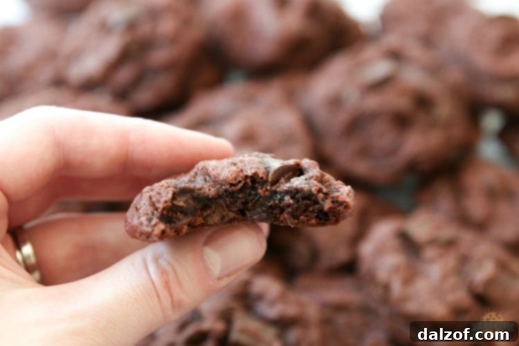 Delicious chocolate pudding cookies stacked, ready for serving or storage.
