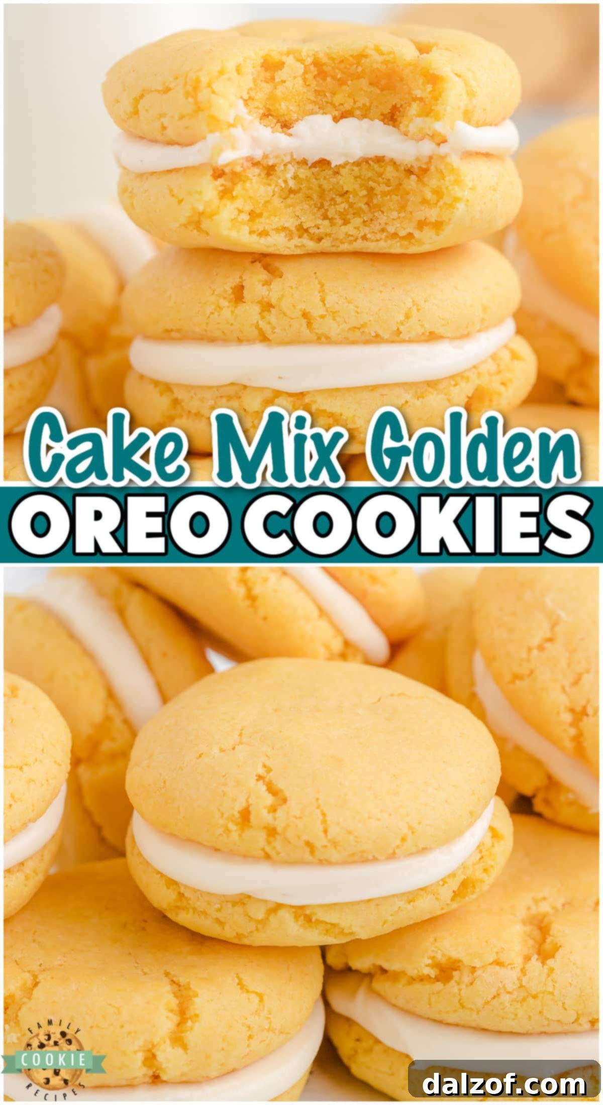 Easy recipe for Homemade Golden Oreo Cookies made with a yellow cake mix. Soft, perfectly sweet sandwich cookies that everyone will love!