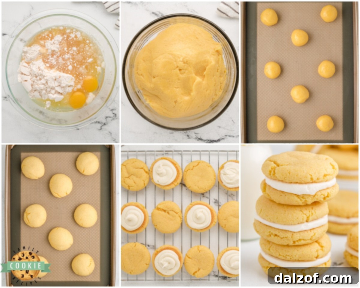 Step-by-step guide showing how to mix ingredients for homemade Golden Oreos using a cake mix