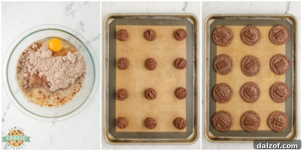 Step-by-step instructions on how to make Hershey's Brownie Mix Cookies.