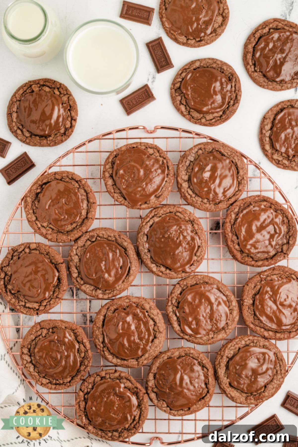 These easy Hershey Brownie Cookies are rich, fudgy, and topped with melty chocolate. The perfect brownie cookie recipe using a mix!