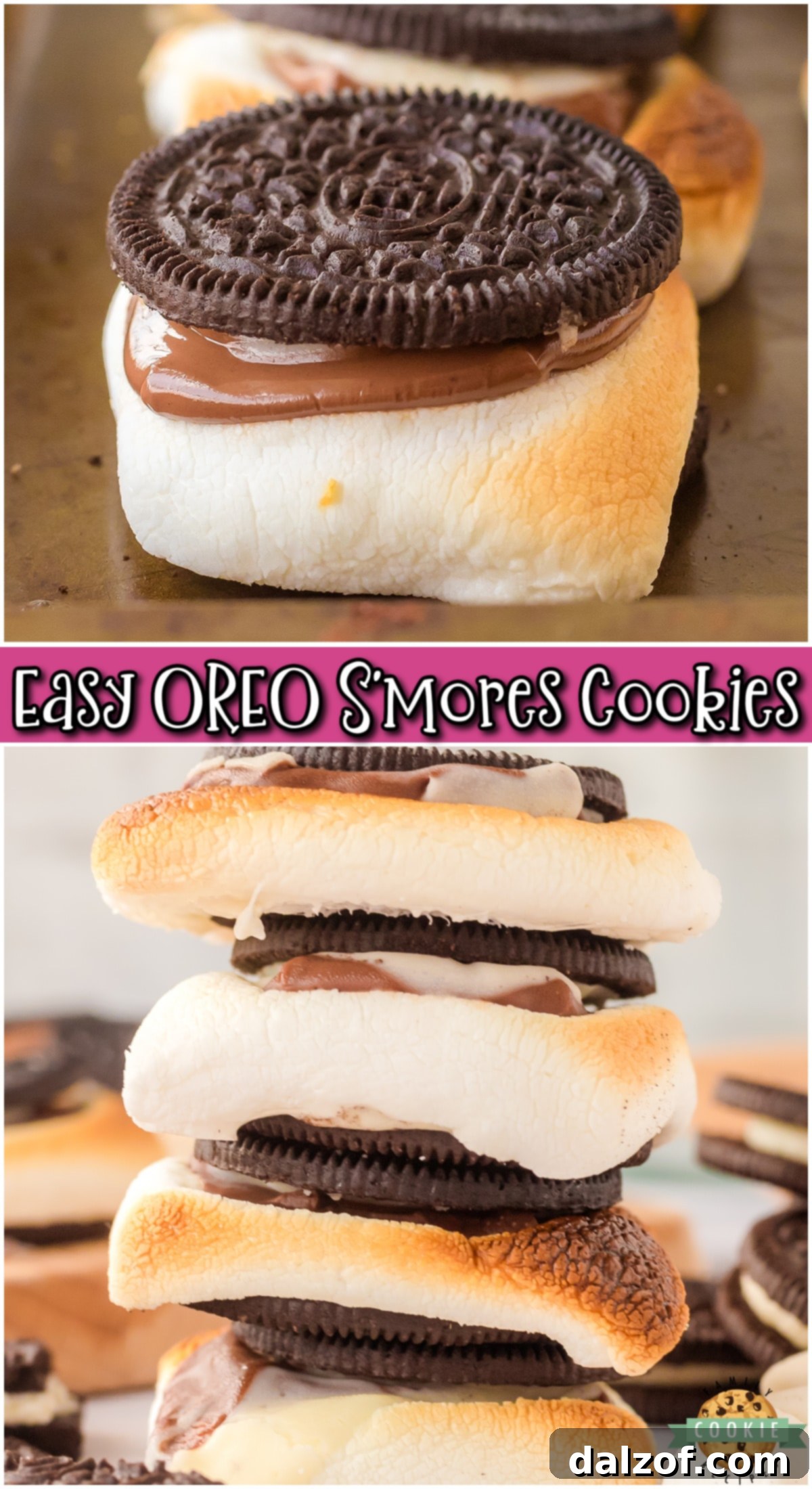 Oreo S'mores are gooey, sweet, crunchy & super chocolatey! These oven baked S'mores are sure to be your new summertime go-to dessert!