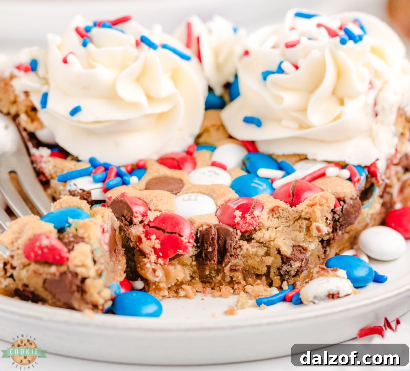 slice of Patriotic cookie cake