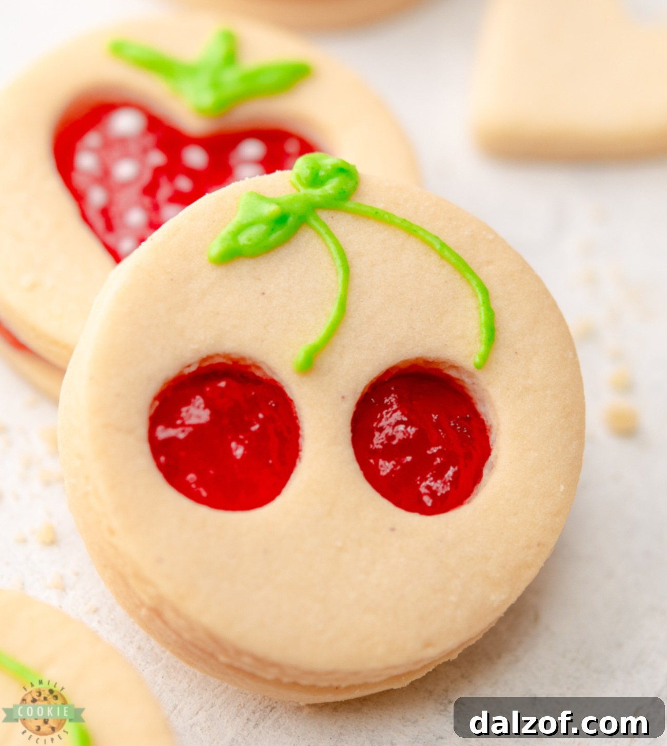 cherry cut out Linzer cookie