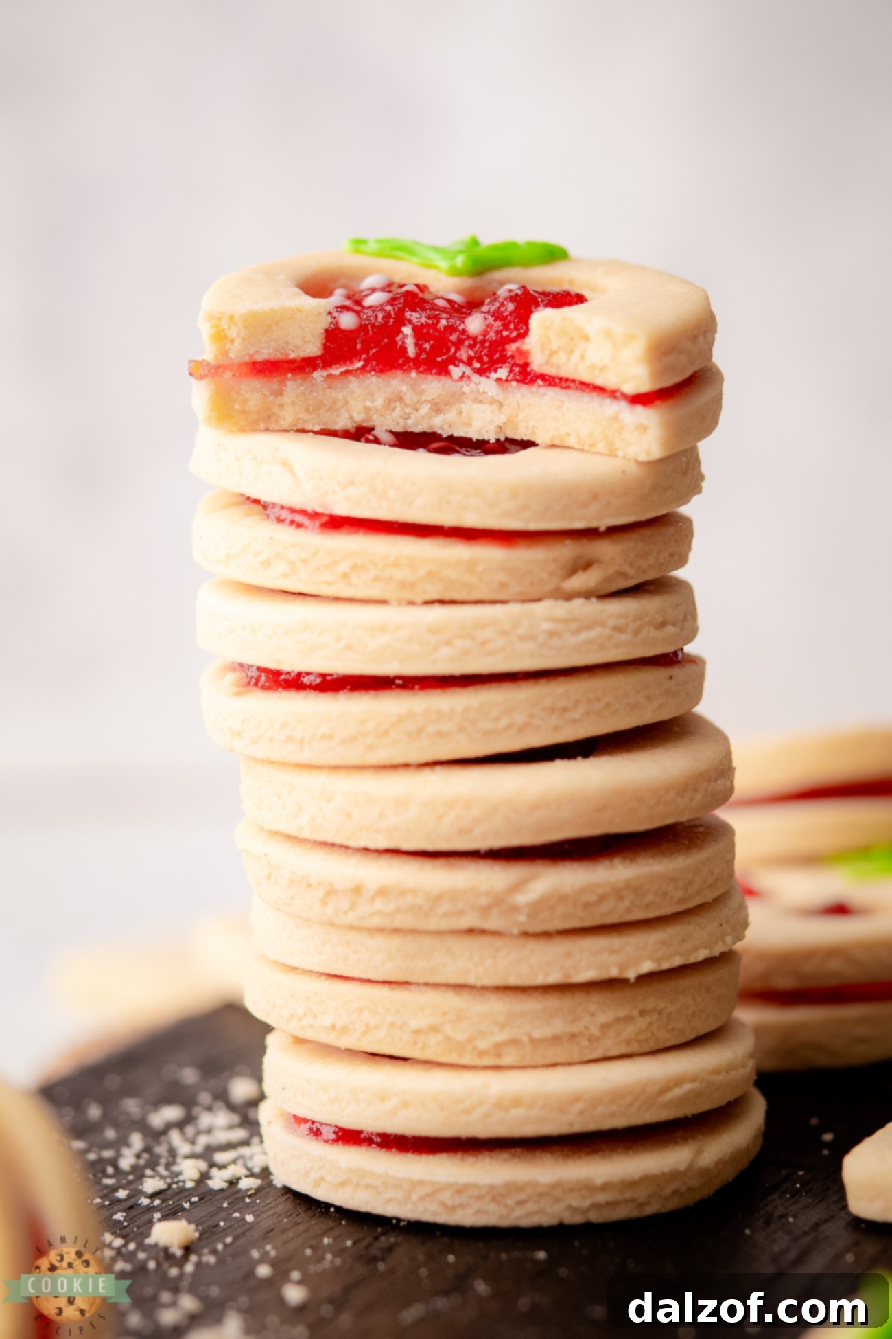 stack of Linzer cookies