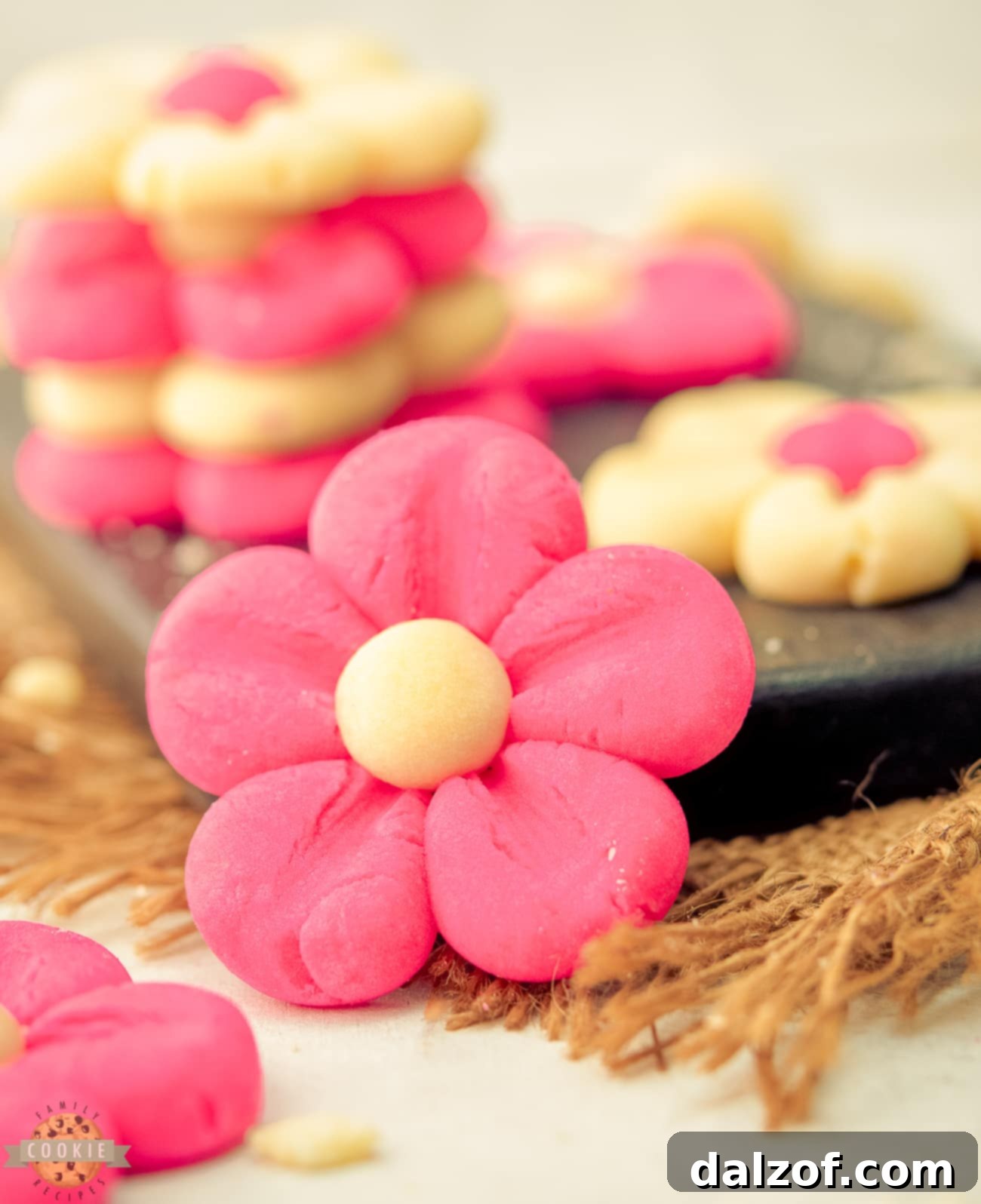 pink flower cookies