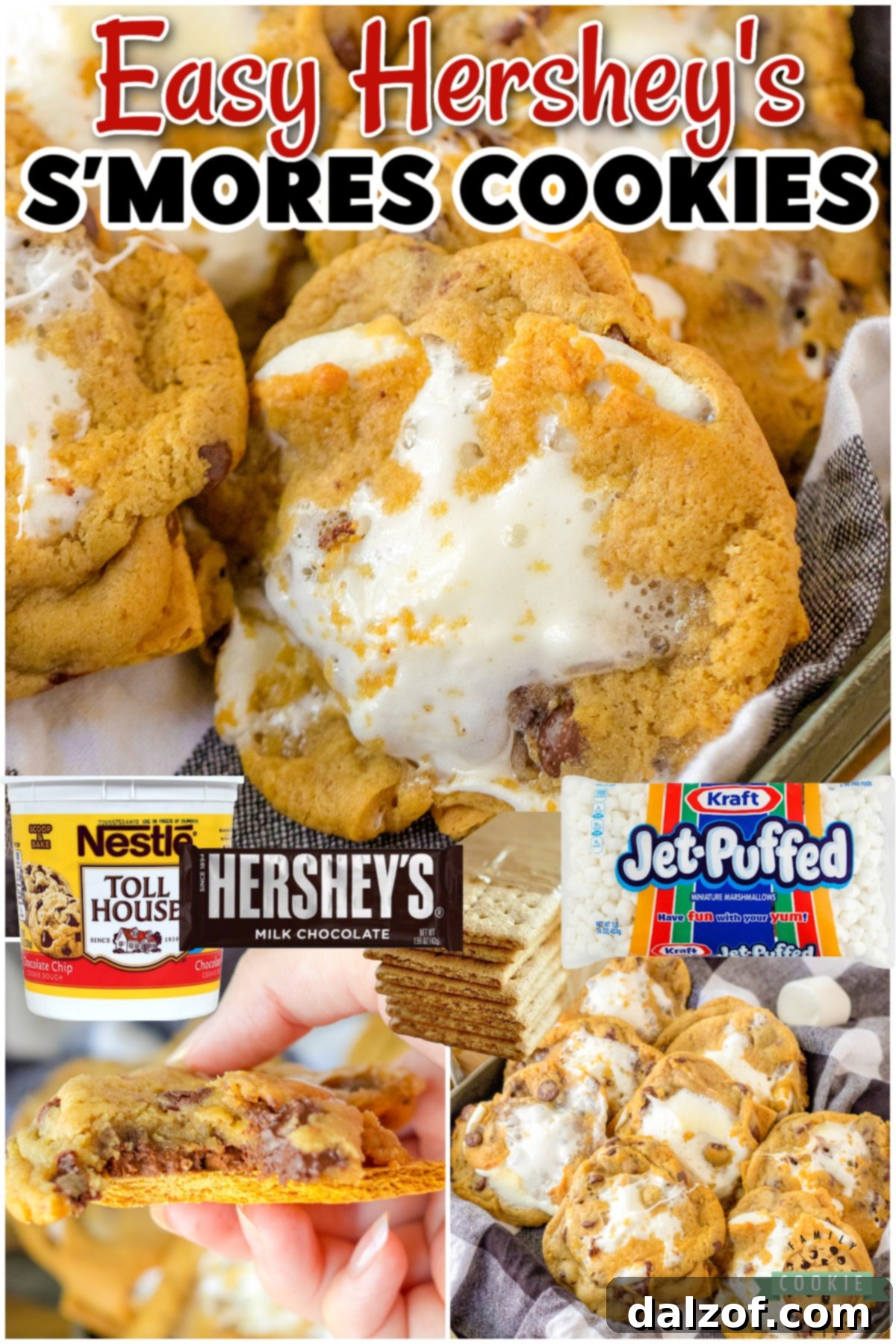 4 Ingredient S’mores Chocolate Chip Cookies made with just four simple ingredients! Satisfy your s'mores craving with these delightfully easy cookies!