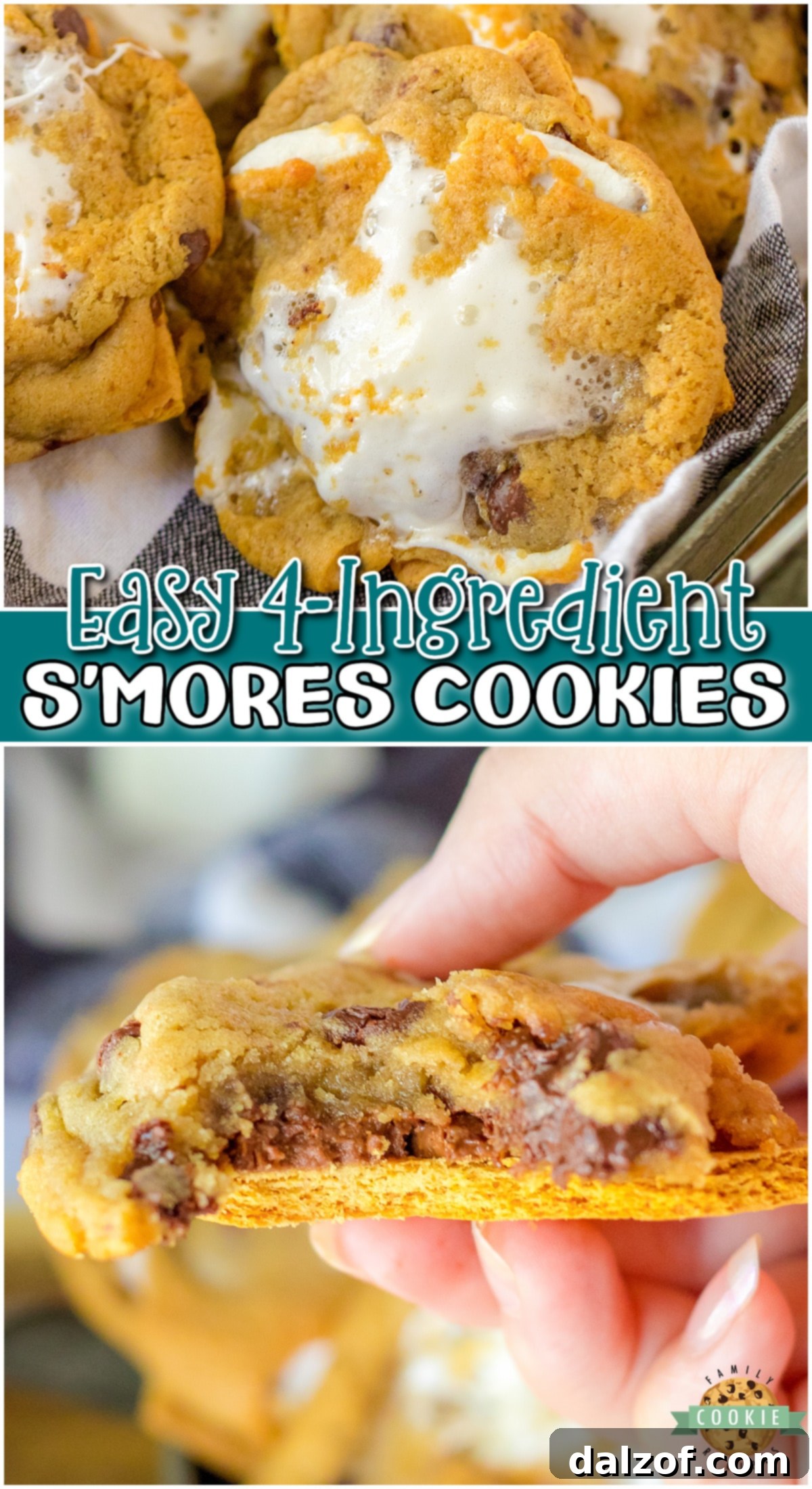 4 Ingredient S’mores Chocolate Chip Cookies made with just four simple ingredients! Satisfy your s'mores craving with these delightfully easy cookies!