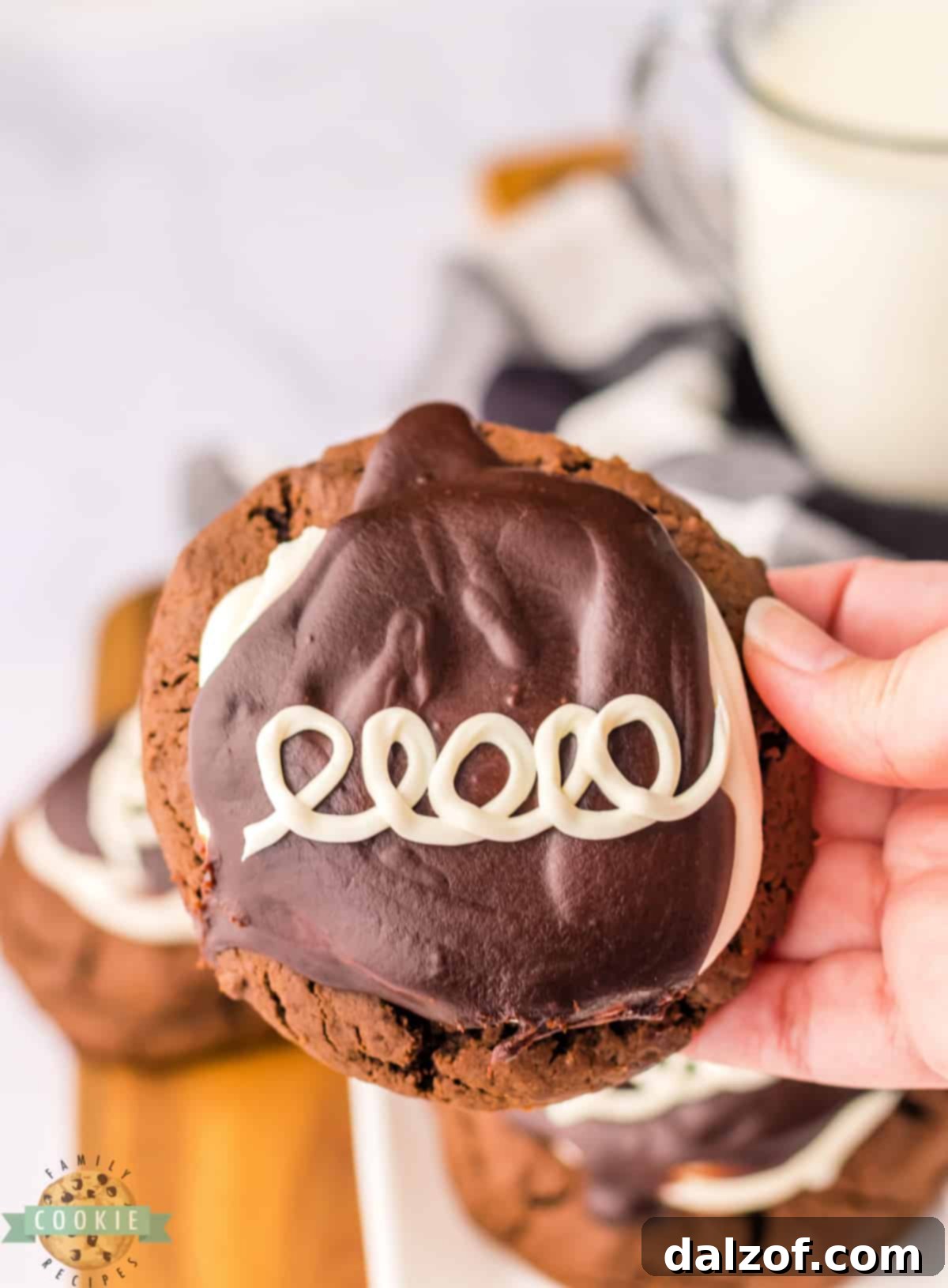 Chocolate cookie with marshmallow buttercream and chocolate ganache on top