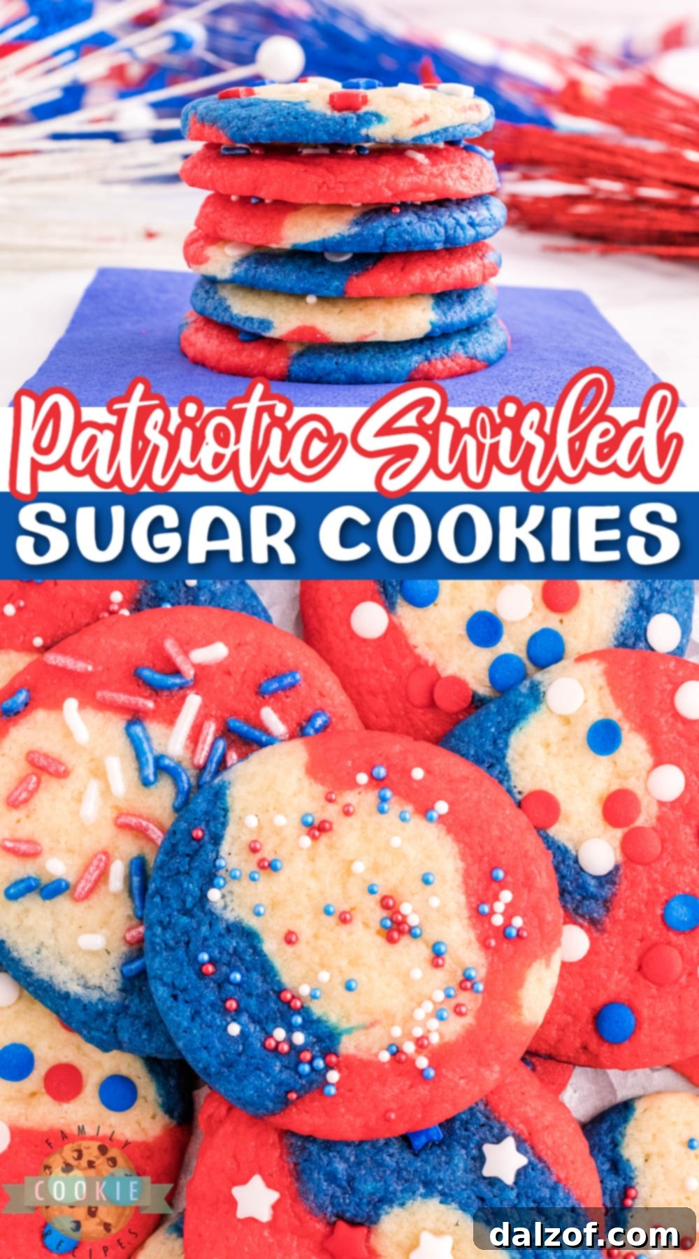 Patriotic Pinwheel Sugar Cookies 13 Patriotic Swirled Sugar Cookies are fun, festive and perfect for the Fourth of July, Memorial Day, or Labor Day. A delicious sugar cookie recipe that is perfect for the holidays!