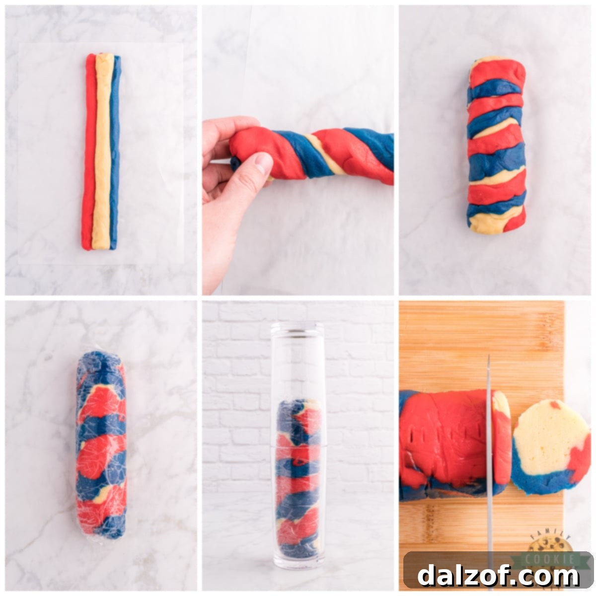Patriotic Pinwheel Sugar Cookies 7 How to shape swirled sugar cookies
