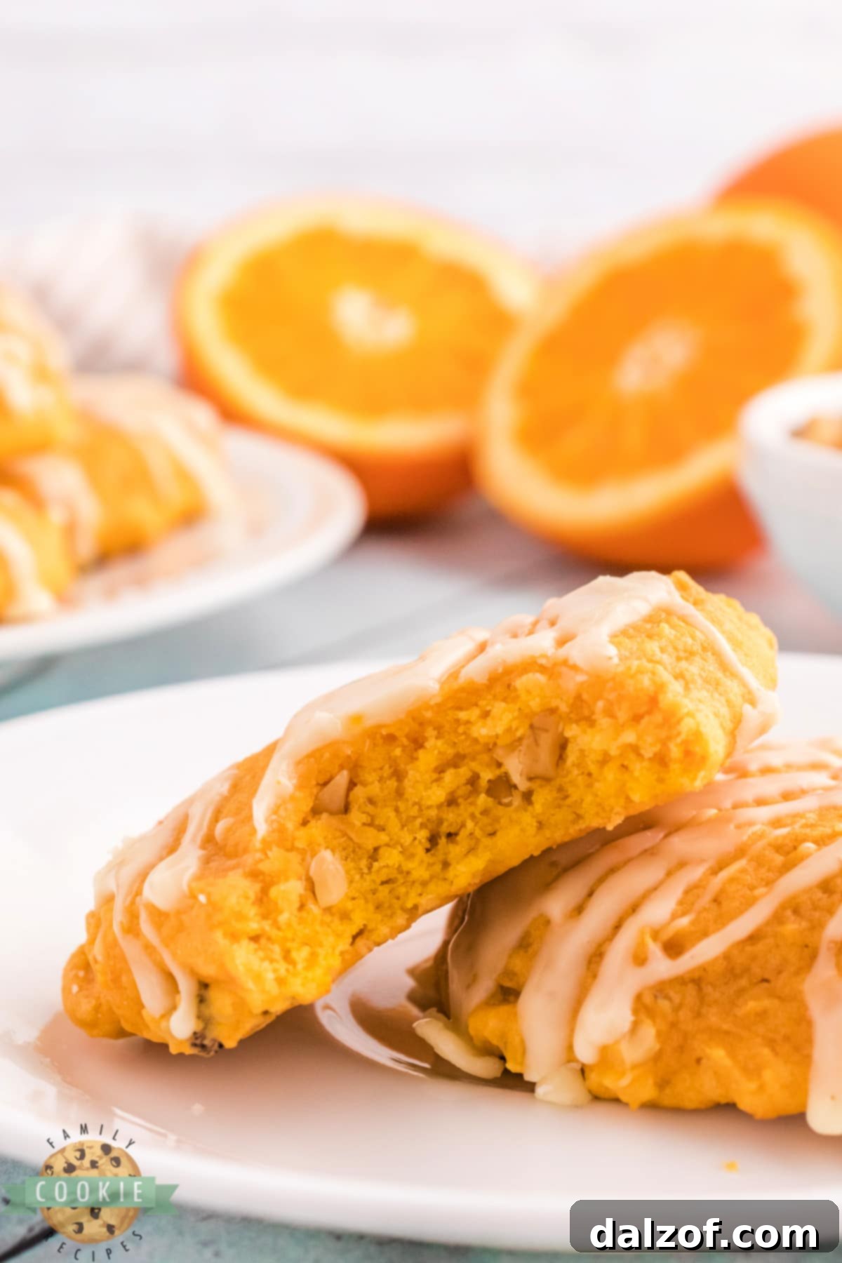 Pumpkin cookies with orange glaze